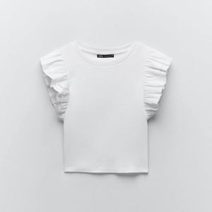 Zara ruffle top in white